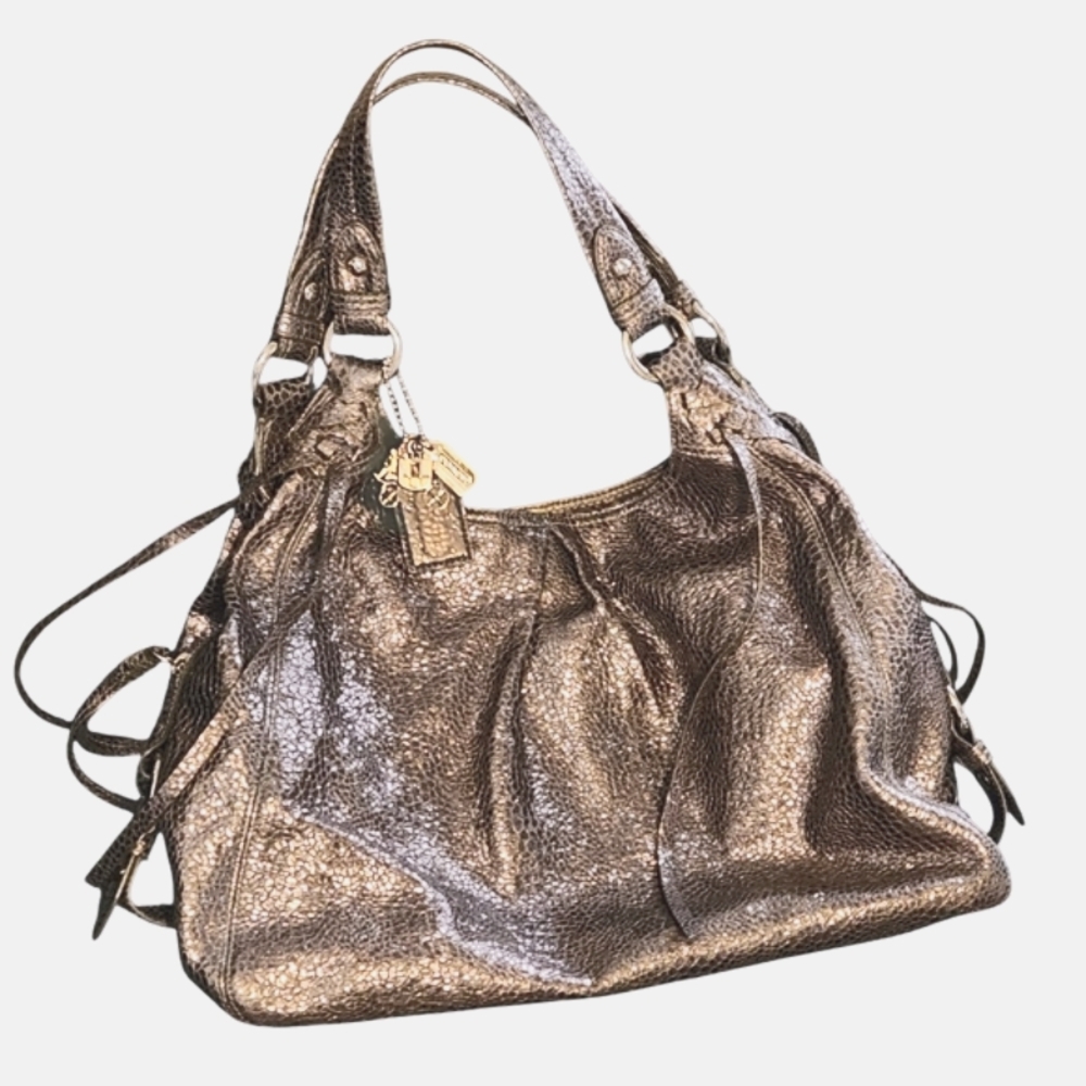Coach Vintage Maggie Metallic Snake Print Leather